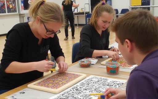 Participants in a cultural art workshop learning to paint