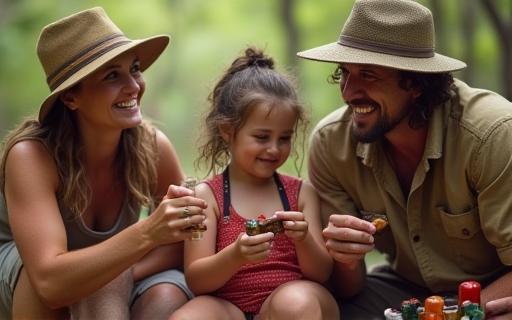 Family learning about bush tucker with an Aboriginal guide